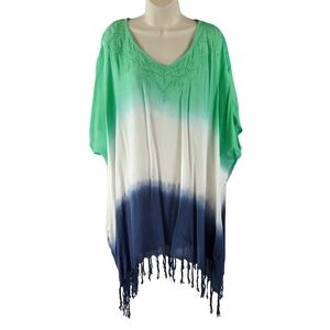 Beach By Exist Green and Navy Ombre Swim Cover-Up